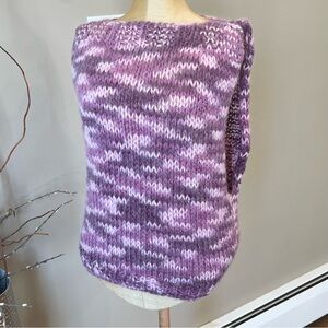Vintage Handmade Crochet Knit Sleeveless Sweater Vest Orchid‎ Lilac Tie Dye